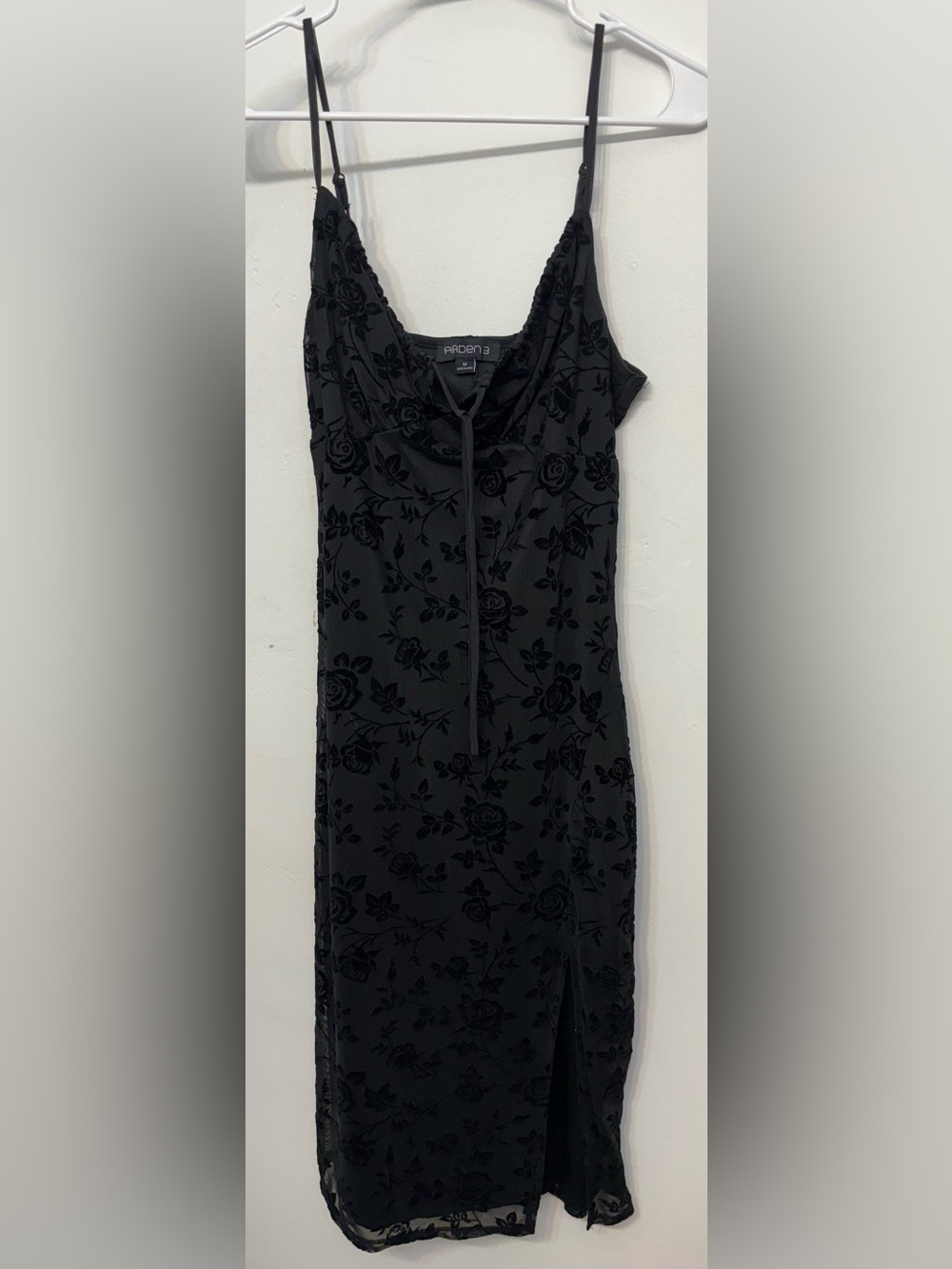 Vintage Arden B Y2K Black Velvet Devoré Burnout Slip Dress Women’s Size Medium